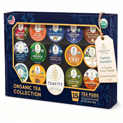 Organic Chamomile and Lavender Tea Pods for Keurig - Decaf Herbal Tea for Keurig K Cups - Honey Chamomile Lavender by Teavity (12 Tea Pods)