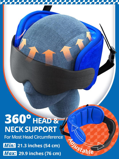 SARISUN Travel Pillows for Airplanes, 360° Stable Support Airplane Pillow with 3D Eye Mask, Headrest Pillow for Long Flight Road Trip Sleep, Stop Bobblehead Travel Essential, Black
