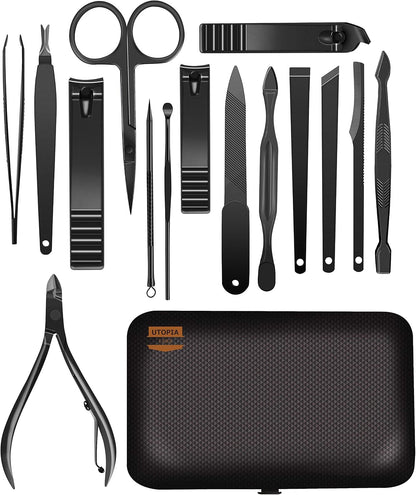 Utopia Care Nail Clippers Professional Nail Kit or Manicure Kit for Women and Men, Stocking Stuffers or Groomsmen Gifts Pedicure Set for Fingernail, Toenail Clippers with Travel Case