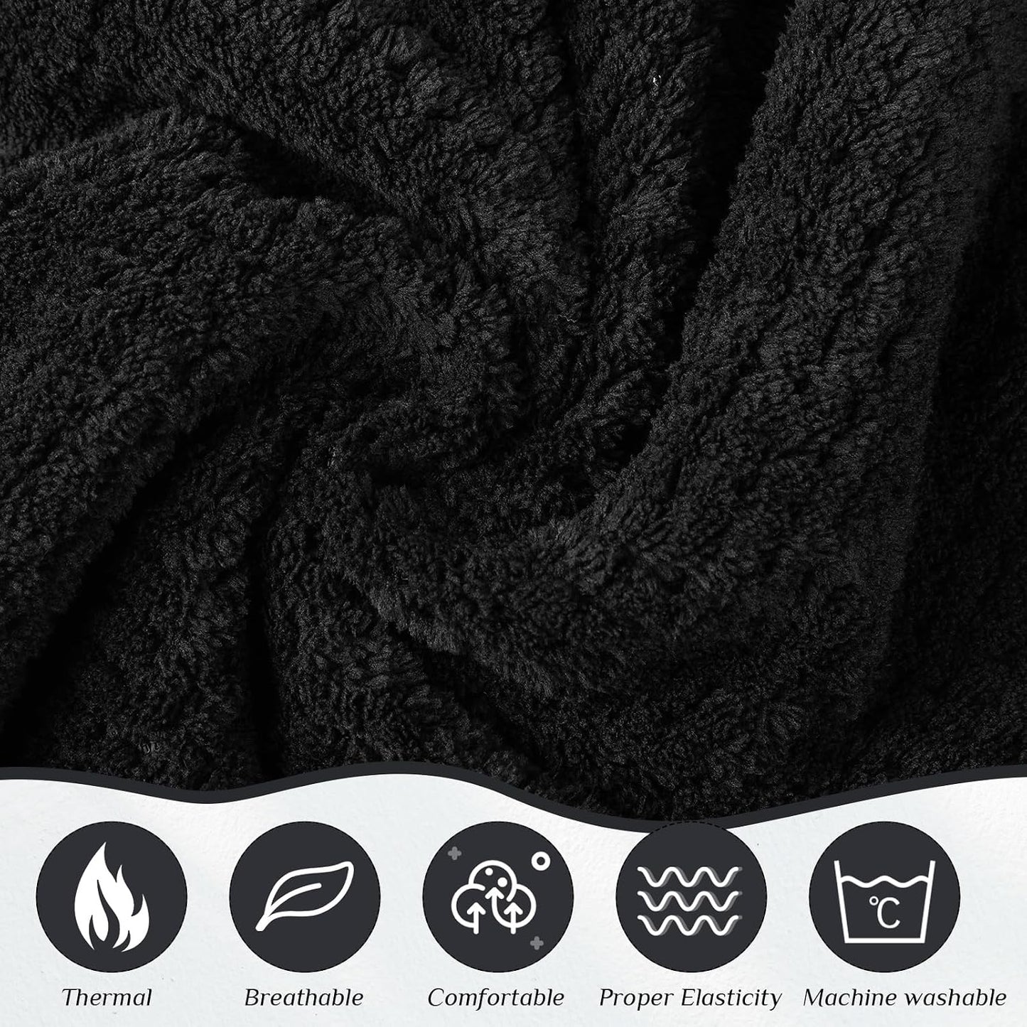 Tigeen 4 Pcs Spa Wraps for Women Waffle Spa Robe with Pocket Adjustable Closure Lightweight Towel Wraps for Bath Shower(Black)