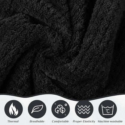 Tigeen 4 Pcs Spa Wraps for Women Waffle Spa Robe with Pocket Adjustable Closure Lightweight Towel Wraps for Bath Shower(Black)
