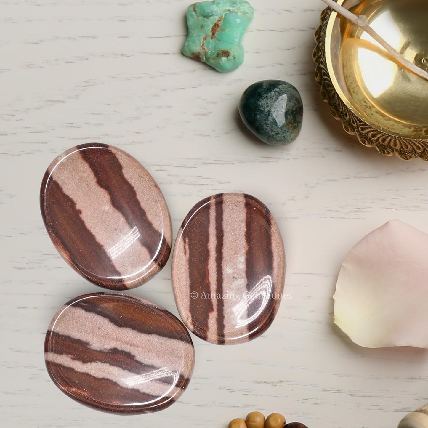 Amazing Gemstone Labradorite Thumb Worry Stone, Anxiety Stone, Healing Crystals - Piedra Crystal Fidget for Gift, Meditation, Calming, Relaxation, Stress Relief - Colors C