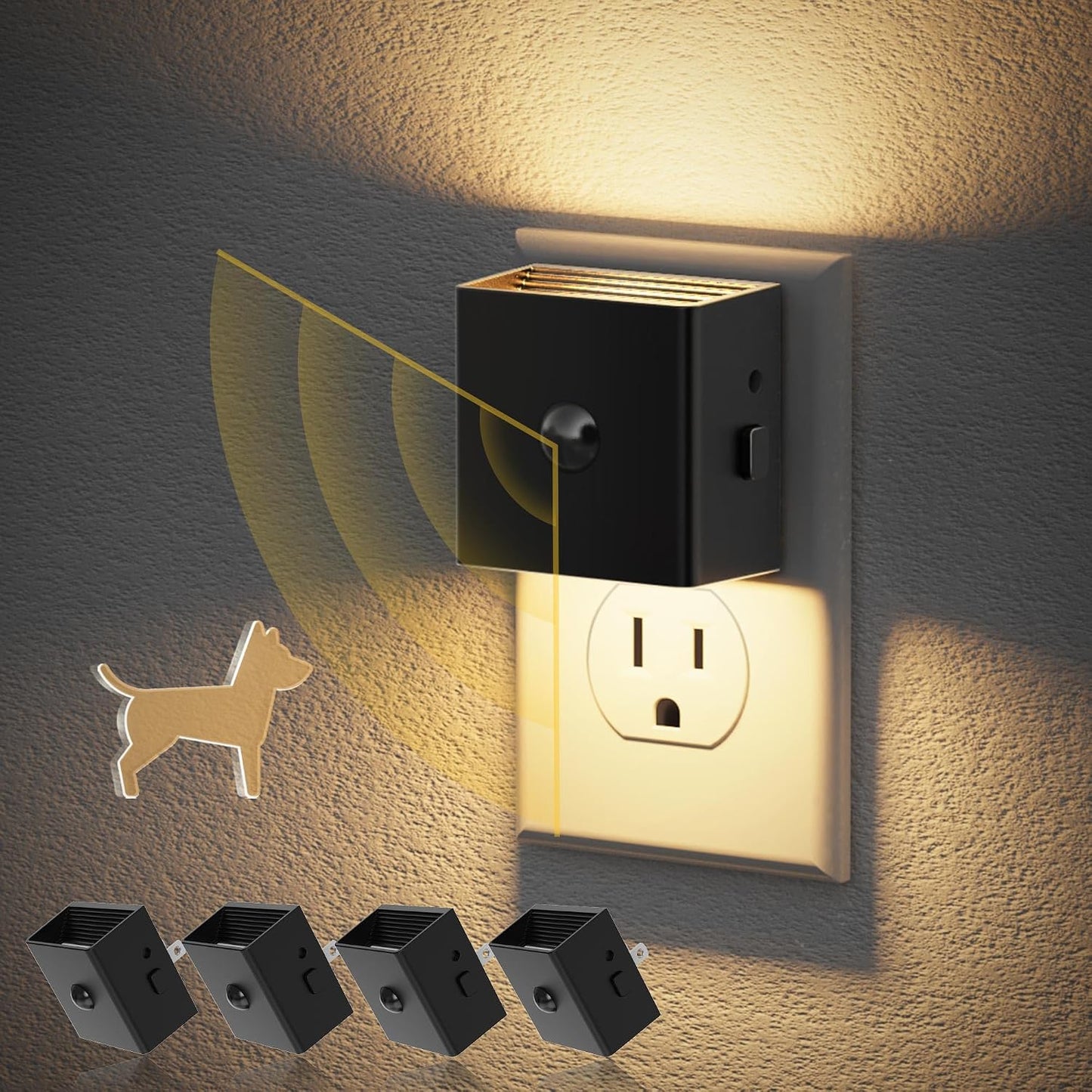 JandCase Night Light, Modern Night Lights Plug into Wall,2 Pack Dusk to Dawn Sensor Nightlight, Amber Brightness Adjustable Nightlight for Kids Bathroom Hallway Kitchen Bedroom Decor