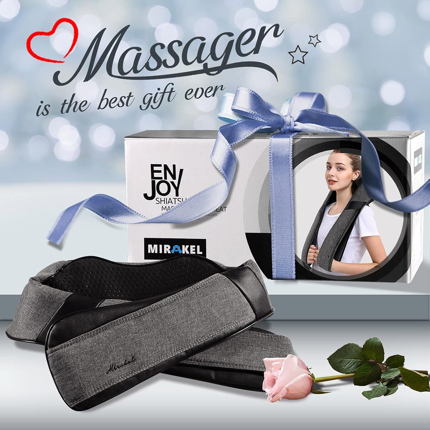 Shiatsu Neck Back and Shoulder Massager with Heat for Pain Relief Deep Tissue, Christmas Women Men Gifts for Mom Dad, Wife Husband, Him Her, Fathers Day, Mothers Day, Birthdays Gift (NOT Cordless)