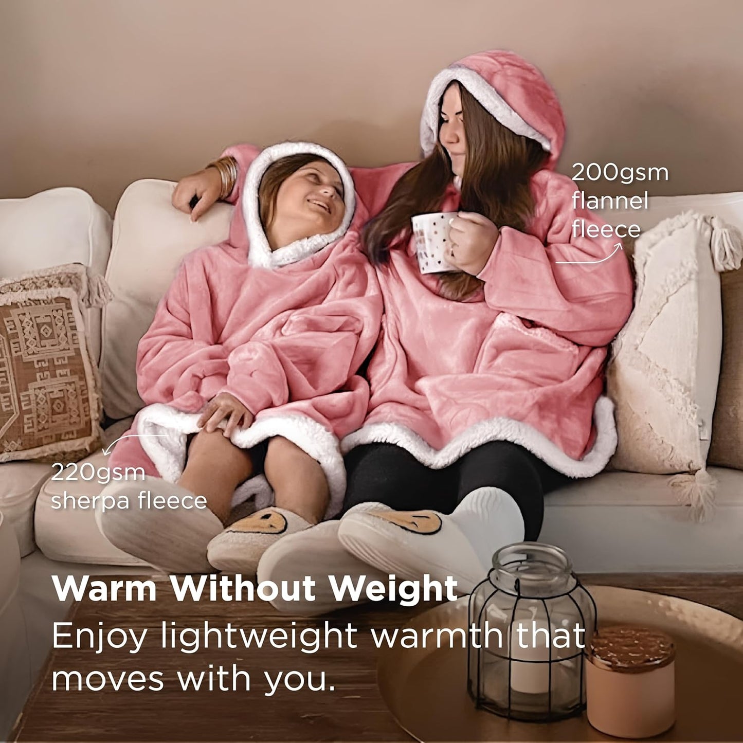 Bedsure Blanket Hoodie, Wearable Blanket Hoodie as Gifts for Mom, Birthday Gifts for Women Kids Teens Mother's Day Sherpa Sweatshirt, Grey, Standard