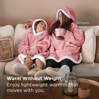 Bedsure Blanket Hoodie, Wearable Blanket Hoodie as Gifts for Mom, Birthday Gifts for Women Kids Teens Mother's Day Sherpa Sweatshirt, Grey, Standard