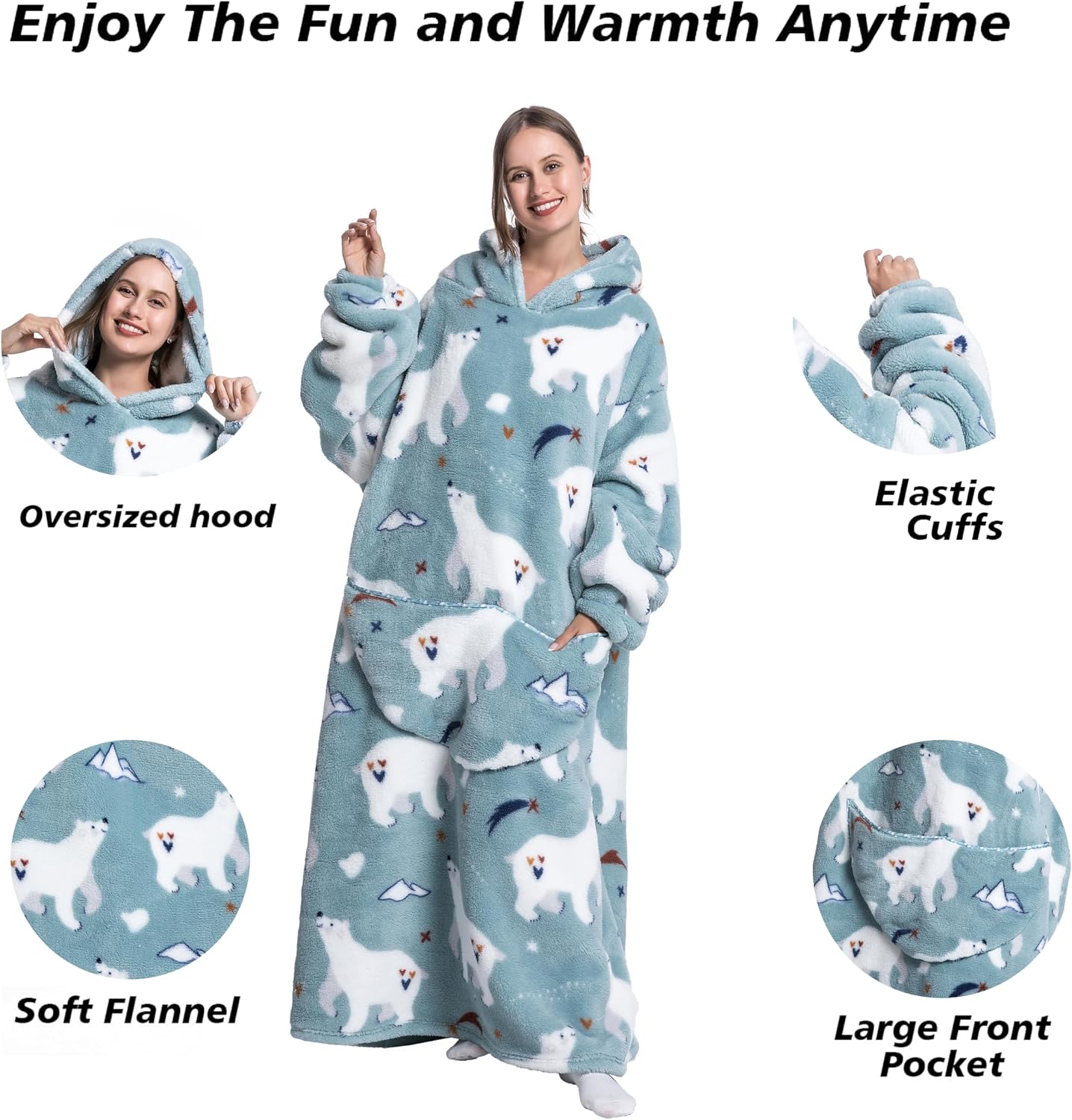 Capecage Blanket Hoodie, Long Hooded Blanket Sweatshirt as Birthday Gifts for Women Men, Long Wearable Blanket for Women Men.