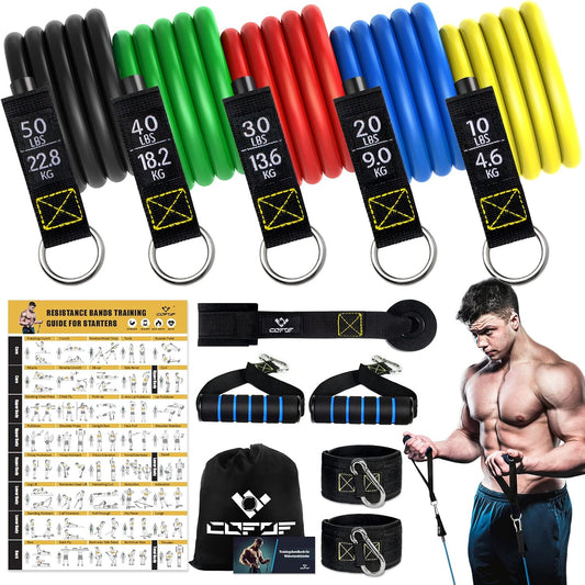 Resistance Bands with Handles for Women, 5 Level Exercise Bands