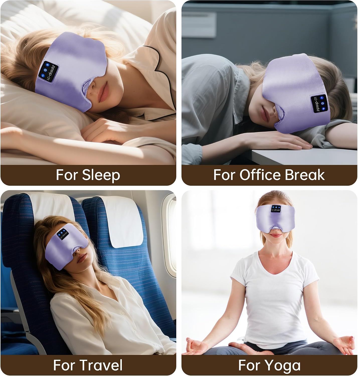 LC-dolida Luxurious Silk Soft Sleep Mask, Sleep Headphones with Bluetooth 5.4 for Side Sleeper, Total Blackout Eye Sleeping Mask for Women and Men, Ideal Gift for Restful Sleep, Travel(Black)