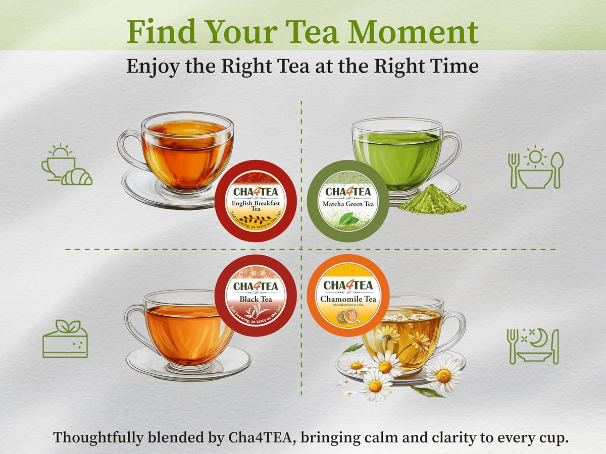 Cha4TEA 100-Count Variety Pack Tea Pod Compatible with Keurig K-Cup Brewers