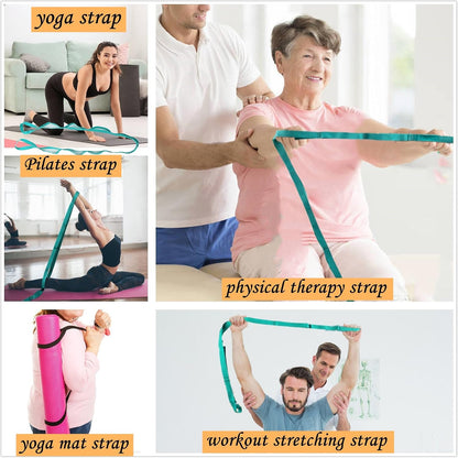Scotamalone Stretching Strap Yoga Strap Physical Therapy for Home Workout, Exercise, Pilates and Gymnastics, 10 Loops Non-Elastic Stretch Bands with Aesthetic Packaging for Women & Men