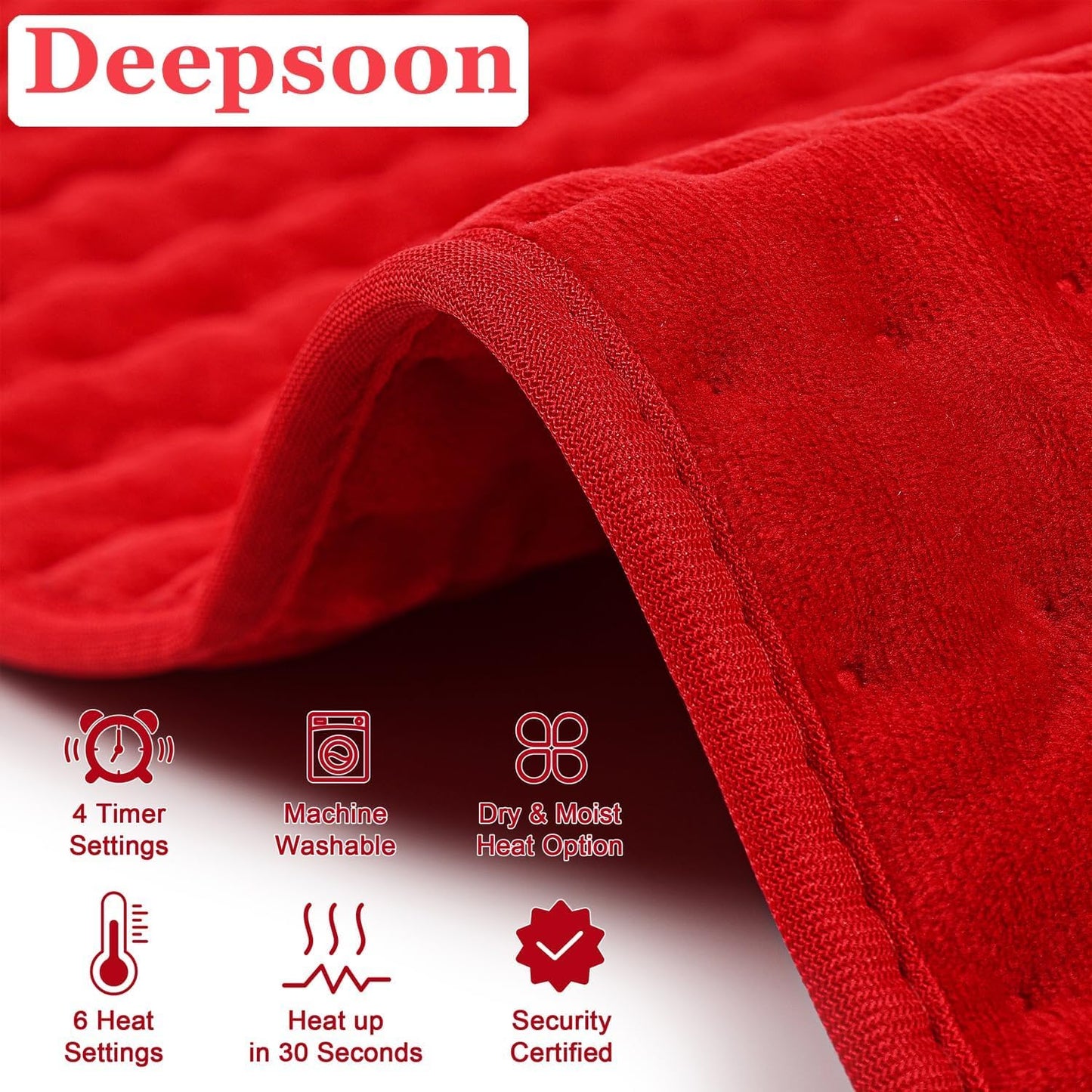 Deepsoon Heating Pad,Electric Heating Pads for Back,Neck,Moist Heating Pad for Abdomen Shoulder Knee Legs,Dry/Moist Heat&Auto Shut Off,Fathers Day Dad Gifts for Men Birthday,Light Gray,24x12 Inch