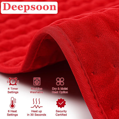 Deepsoon Heating Pad,Electric Heating Pads for Back,Neck,Moist Heating Pad for Abdomen Shoulder Knee Legs,Dry/Moist Heat&Auto Shut Off,Fathers Day Dad Gifts for Men Birthday,Light Gray,24x12 Inch