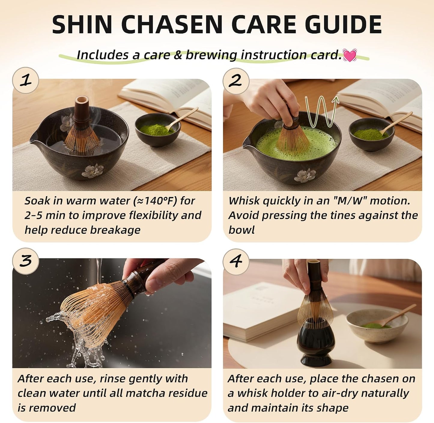 Handcrafted Kurotake Shin Chasen Matcha Whisk (1-Piece), Matcha Wisk for Ceremonial Grade Matcha Powder, Dark Bamboo Whisk, Artisan Made Ceremonial-Grade Macha Whisks