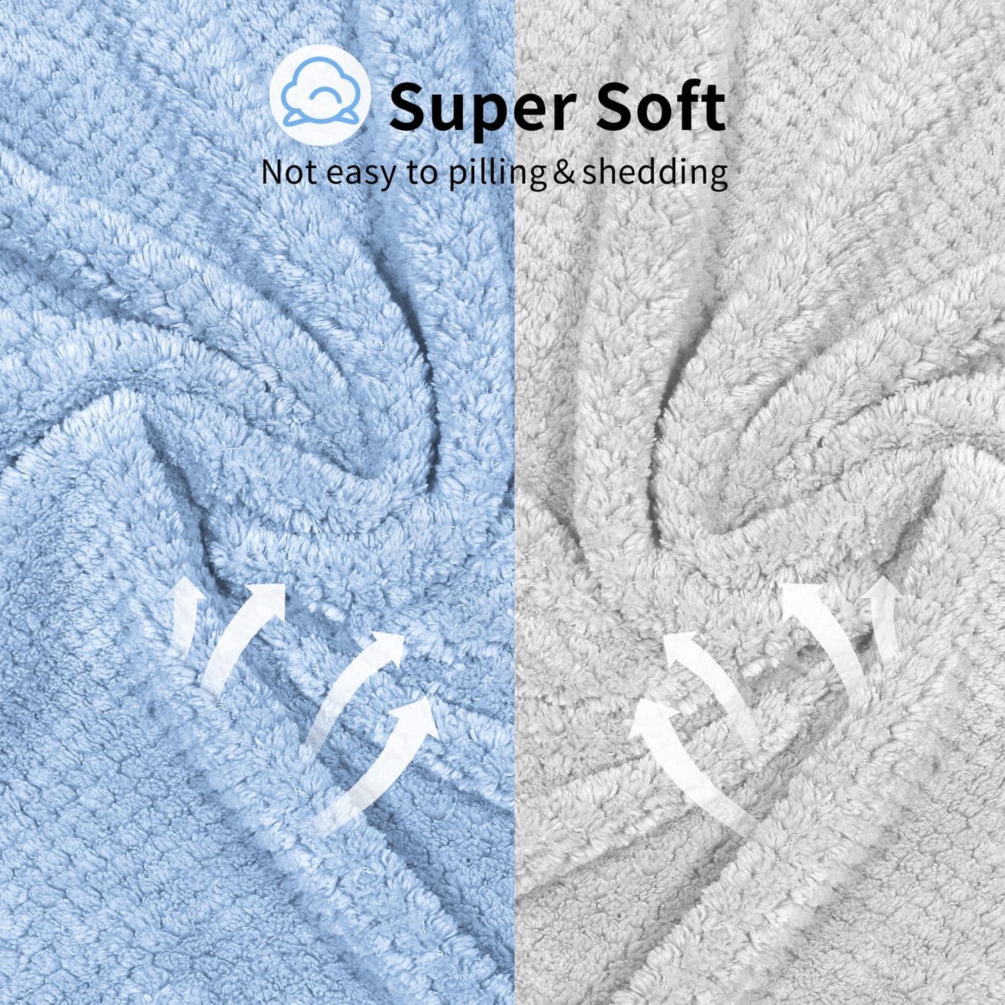 my novel things 2 Pack Extra Large Microfiber Hair Towel Wrap for Women, 37.4" x 26.4" Super Absorbent & Quick Dry with Elastic Strap for Curly Hair (Blue)