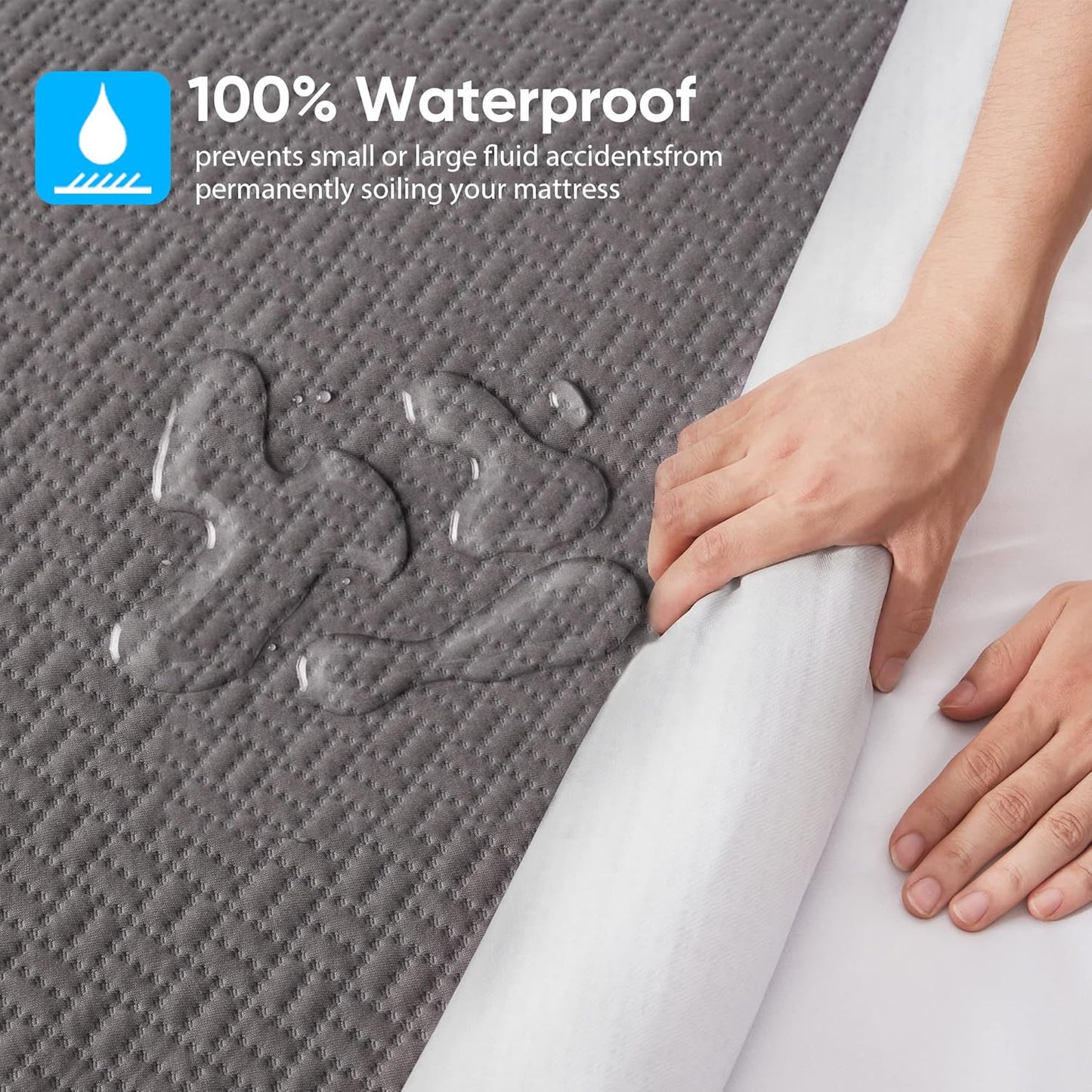 Cooling Waterproof Mattress Protector Queen Size, Mattress Cover 3D Air Fabric Mattress Pad Cover Smooth Soft Breathable Noiseless, 8''-21'' Deep Pocket