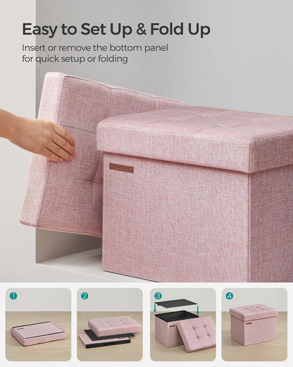 SONGMICS Mazie Collection - Small Folding Storage Ottoman, Foot Rest Stool, 12.2 x 16.1 x 12.2 Inches, 286 lb Load Capacity, for Living Room, Bedroom, Home Office, Dorm, Dark Gray ULSF102G01