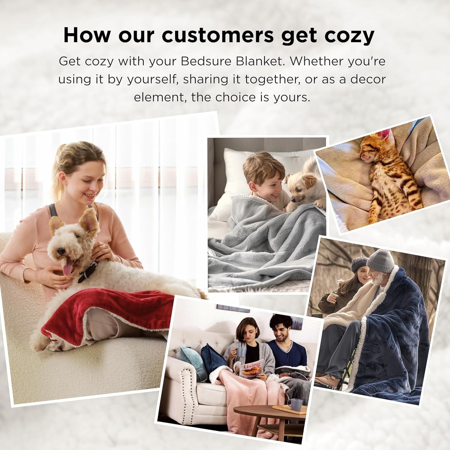 Bedsure GentleSoft Sherpa Fleece Throw Blanket for Couch, Non-Heated, Thick & Warm Cozy Blanket for Winter, Soft Fuzzy Plush Throw Gifts for Women and Men, Grey, 50x60 Inches