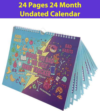 24‑Month Habit Tracker – Good/Bad Habit Tracking, Colorful Pages, 8''x10'' Journal Planner Undated Calendar with Spiral Binding, Start‑Any‑Month Flexibility
