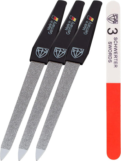 3 Swords Germany - Brand Quality Sapphire Metal Nail File Set (5 pcs.) with 3-Way Nail Buffer (1 pc.), Manicure Pedicure Finger & Toe Nail Care - Made in Solingen Germany (671)