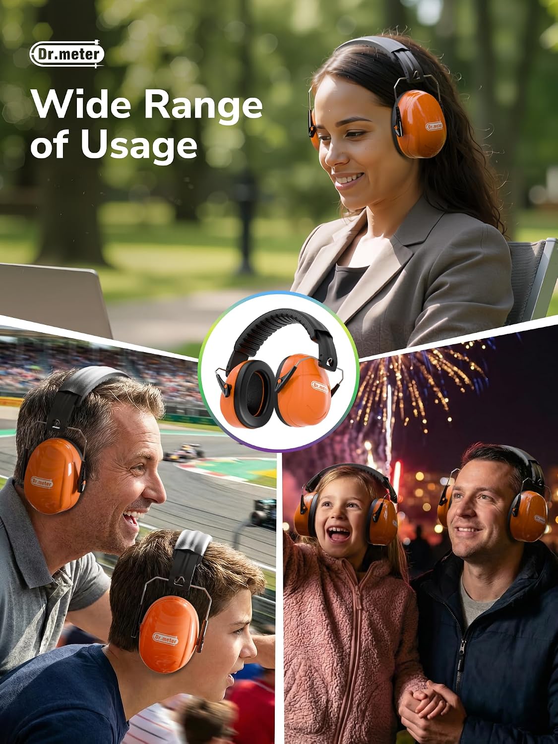 Dr.meter Ear Protection Ear Muffs, Noise Cancelling Headphones for Adults Kids 31dB Earmuffs for Noise Reduction, Hearing Protection for Shooting Gun Range, Mowing, Monster Jam, Sensory, Fireworks