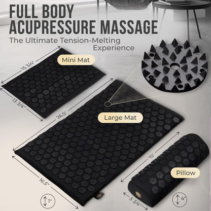 Acupressure Mat and Pillow Set with Mini Pad – Full Body Pain Relief | Mini pad targets hard-to-reach areas like feet, hands and neck for precise pressure relief