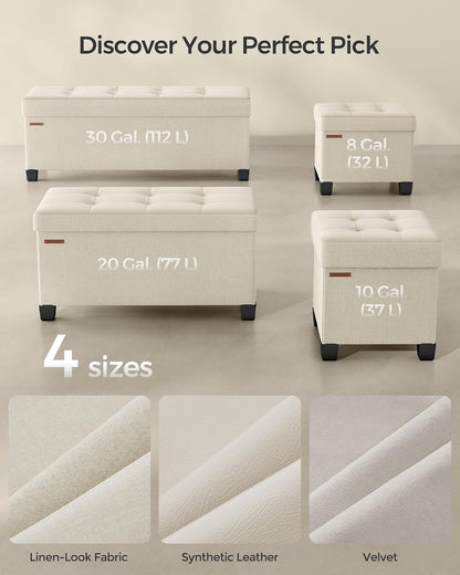 SONGMICS Storage Ottoman, Small Ottoman Foot Rest with Legs, 12.6 x 15.7 x 13.2 Inches Foot Stool, Load up to 660 lb, for Living Room, Bedroom, Dorm, Slate Gray ULSF012G01