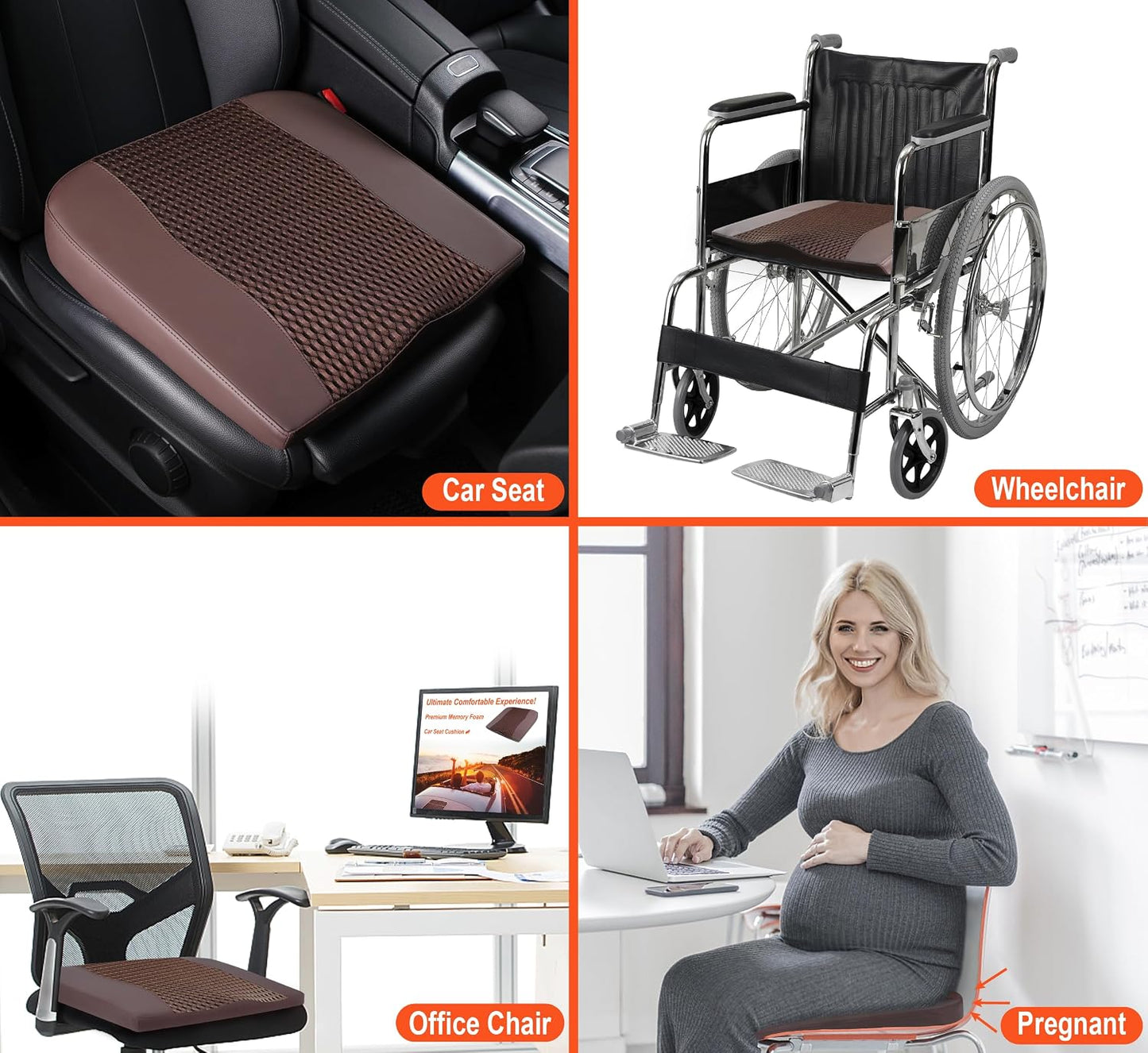 Lofty Aim Car Seat Cushion, Comfort Memory Foam Car Cushions for Driving - Sciatica & Lower Back Pain Relief, Driver Seat Pillow for Auto, Office Chair, Wheelchair - Black