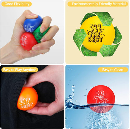 Leyndo 200 Pcs Stress Balls for Adults & Kids Bulk Motivational Quotes Stress Relief Colorful Foam Squeeze Balls Relief at Work/School/Home, Perfect Party Favors, Light