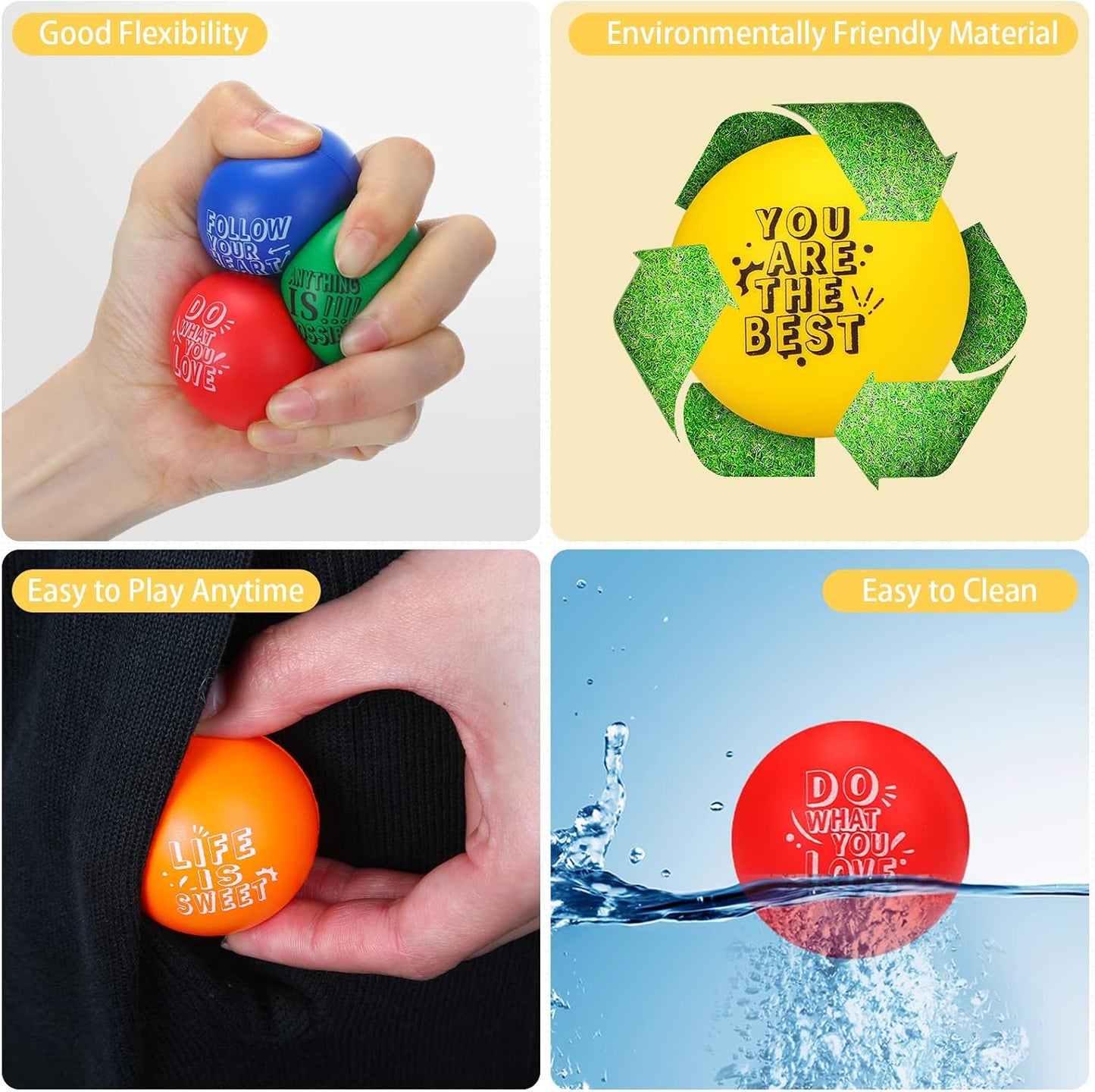 Leyndo 200 Pcs Relief Foam Balls Bulk for Adults with Motivational Quotes