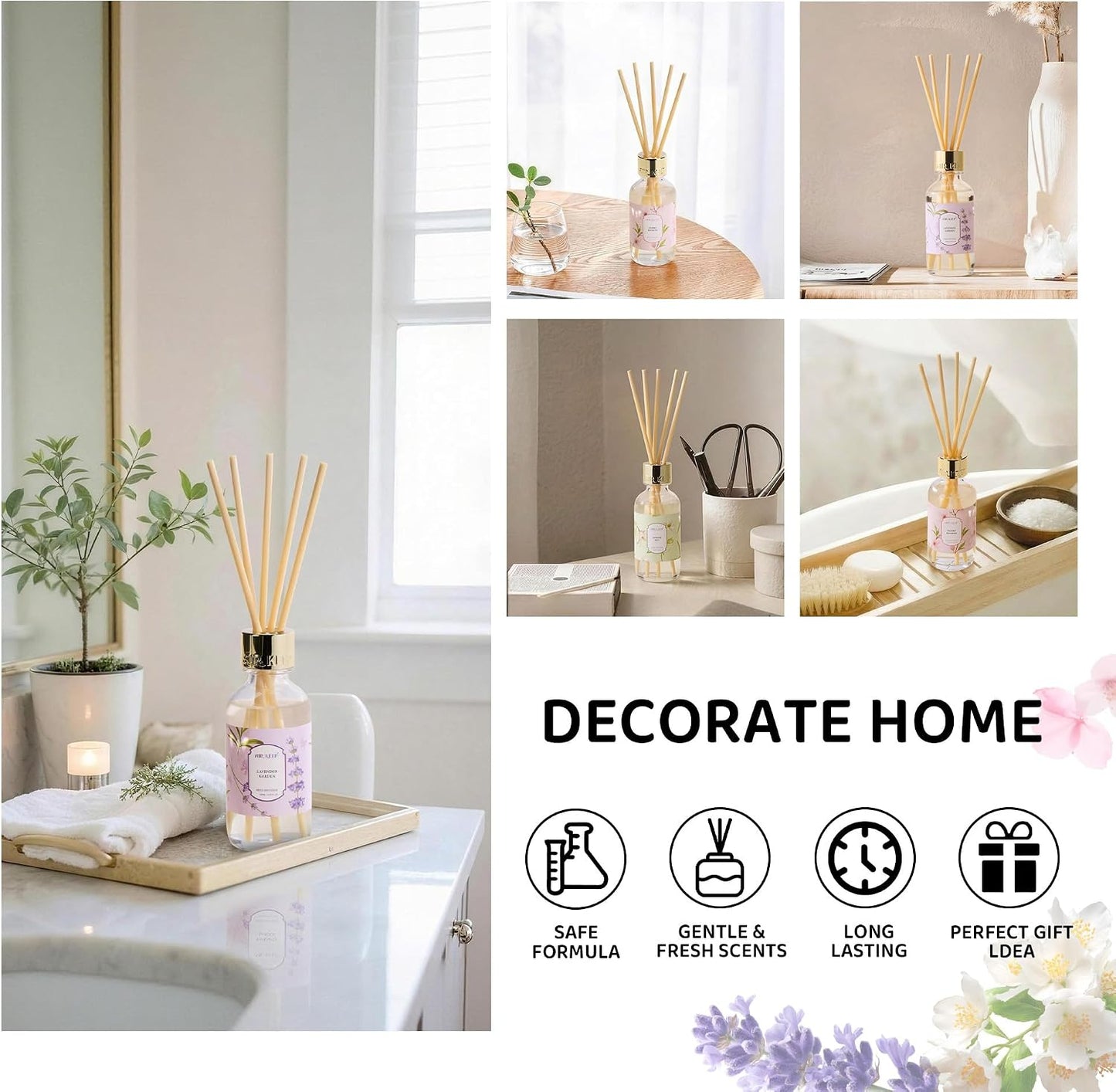 Airkeep Reed Diffuser Oil Set with Reed Sticks,Citrus Aromatherapy Oil Scent Diffuser for Home Office Bathroom Decoration Perfume and Gifts 3.38oz/100ml