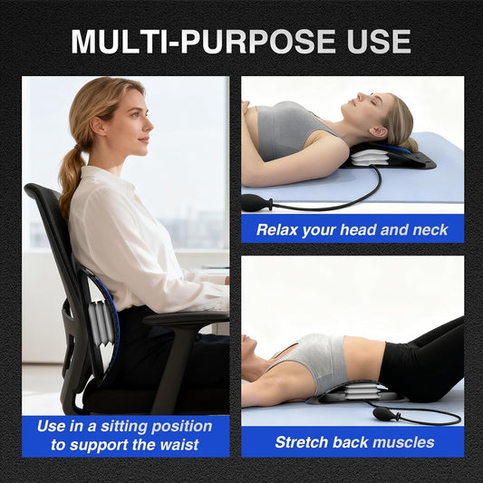 Back Stretcher for Lower Back Pain Relief, Adjustable Lumbar Traction Device, Ergonomic Spine Board with Acupressure Points, Back Massager for Spinal Decompression and Scoliosis