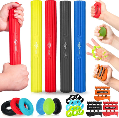 DICYWUDI Flex Therapy Bar and Grip Strength Trainers Set, Physical Therapy & Resistance Bar for Golfers Elbow,Tendinitis,Wrist,Forearms Pain, Improve Grip Strength and Relieve Pain