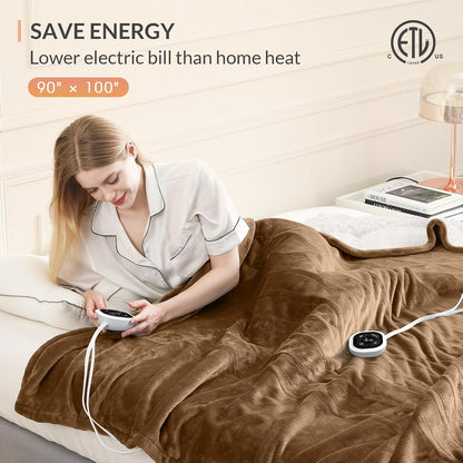 HOMLYNS LuxeHeat Heated Blanket Electric Blanket, Soft Flannel Sherpa Heated Throw, Heating Blanket with 5 Heat Settings, 3 hrs Timer Auto Shut Off (50x60 inches, Purple), Only for 120V Voltage Use