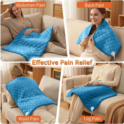 King Size Heating Pad for Back 32"x24" Extra Large Electric Heating Pad for Body Neck Shoulder Auto Shut Off Heat Pad Temperature Settings Machine Washable Gray