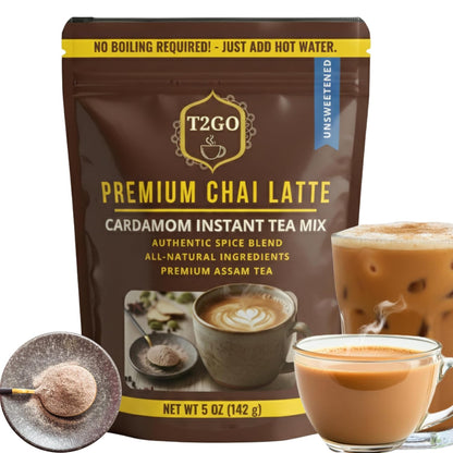 T2GO Authentic Karak Masala Chai Tea Mix – Just Add Water, 8 oz | Bold karak-style masala chai — real milk & spices in every scoop, no simmering