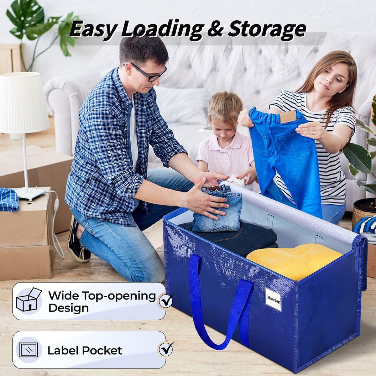 ukeetap Extra Large Clothes Storage Bins with Lids, Clear