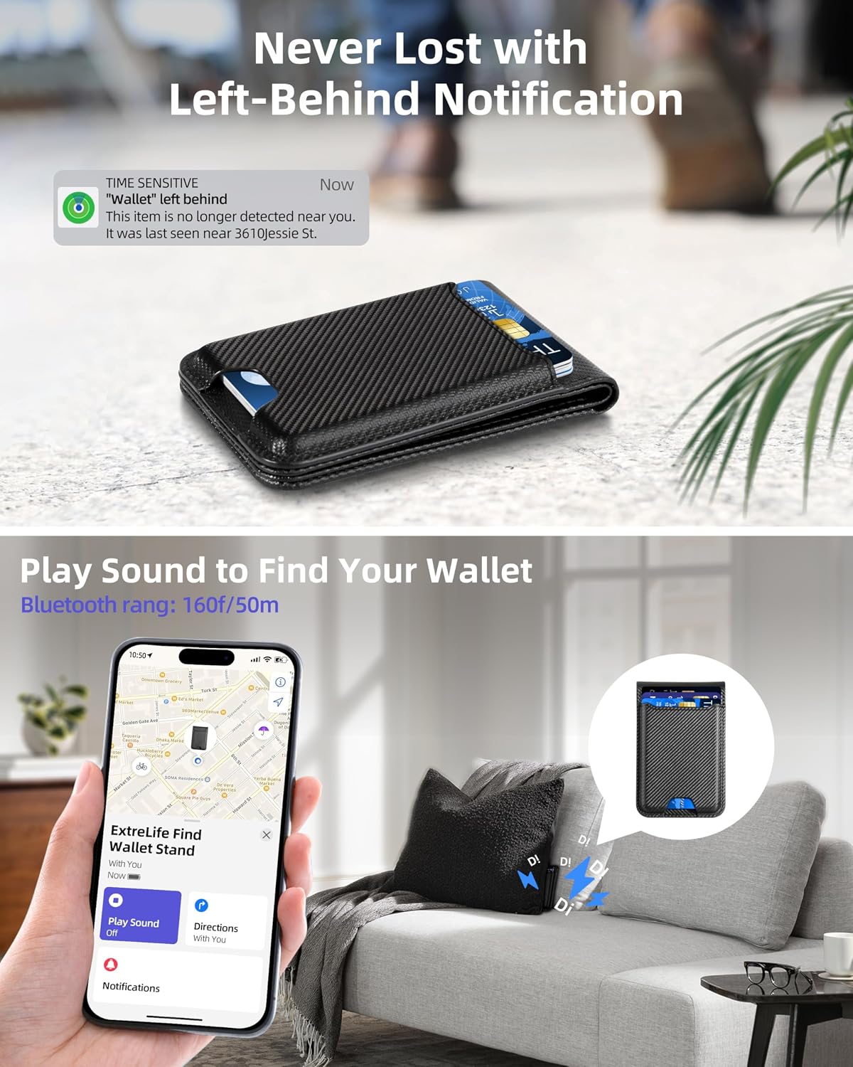 ExtreLife for Magsafe Wallet, Works with Apple Find My, 6 Cards Holder