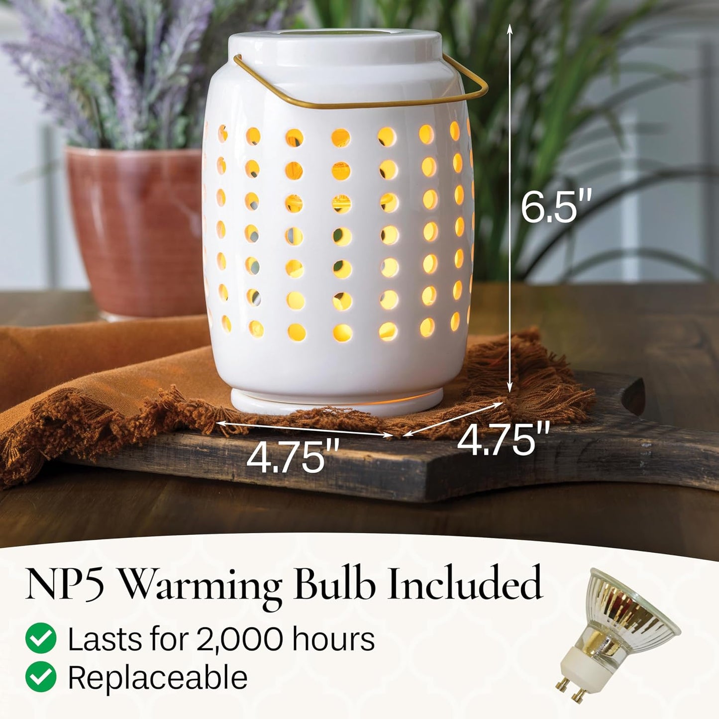 Candle Warmers ETC. Illumination Fragrance Warmer- Light-Up Warmer for Warming Scented Candle Wax Melts and Tarts or to Freshen Room, White Harmony