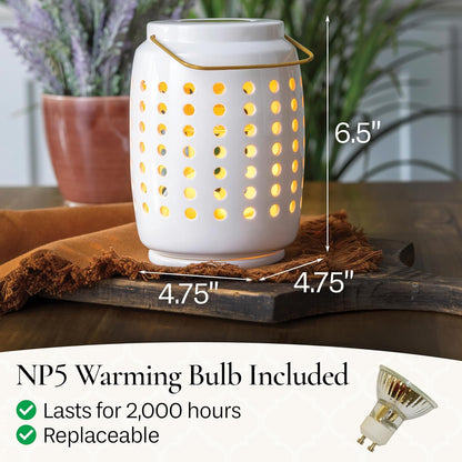 Candle Warmers ETC. Illumination Fragrance Warmer- Light-Up Warmer for Warming Scented Candle Wax Melts and Tarts or to Freshen Room, White Harmony