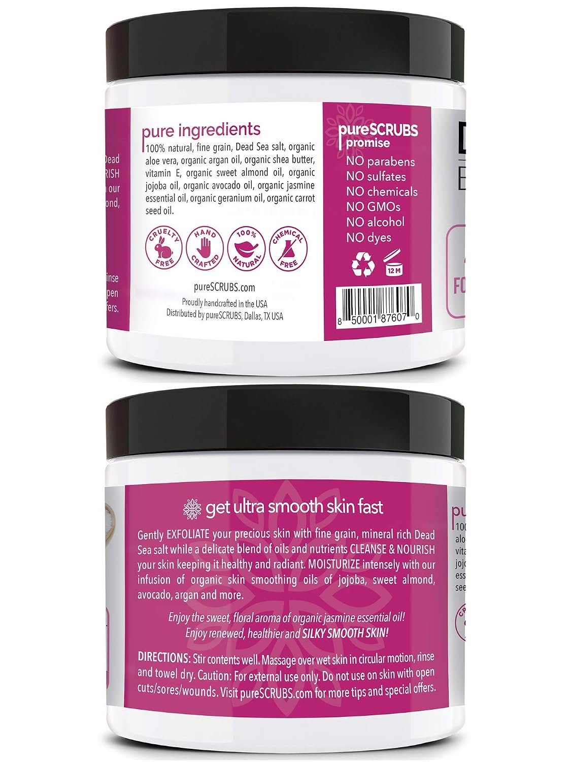 pureSCRUBS Premium Cucumber Body Scrub Set, Exfoliating Dead Sea Salt Scrub