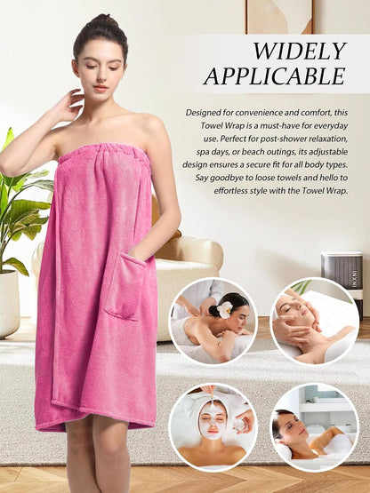 Women'S Soft Wrap Towel Full Length，Bath Robe After Shower Female Plush Long，Spa Bathrobes Lightweight With Pockets