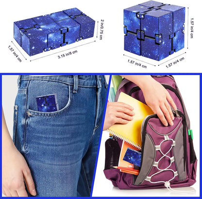 Infinity Cube Fidget Toy Stress Relieving Fidgeting Game for Kids and Adults,Cute Mini Unique Gadget for Anxiety Relief and Kill Time (Macaron Blue)