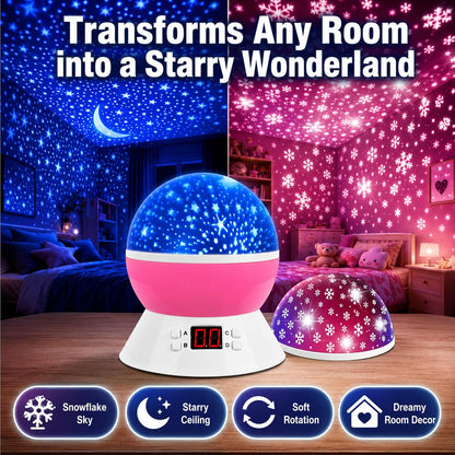 Kids Star Projector Night Light, Star Night Light Projector for Kids, Ceiling Stars Projection Lamp with Timer, 360° Rotating Night Light for Bedroom, Birthday Gift for 3 4 5 Year Old Girls Boys Black
