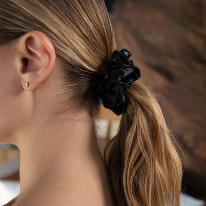 slip Large Scrunchie Multi | Set of 3 Pure Silk Large Scrunchies | Includes 1 Pink, 1 Caramel, 1 Black | 100% Mulberry Silk, Anti-Crease, Gentle on Hair, Reduces Breakage | Stylish & Durable