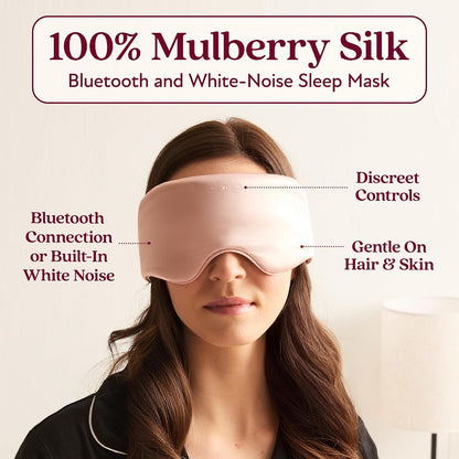 SilkSound 100% Mulberry Silk Bluetooth Sleep Mask, Skin-Friendly Sleeping Eyemask with Bluetooth Headphones, Sleep Gifts for Women, Silk Eyemask Headband Headphones for Sleeping Side Speakers