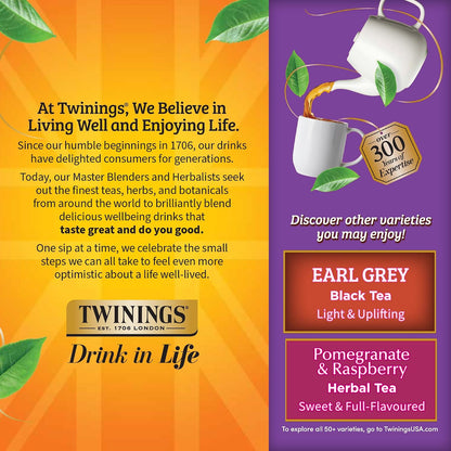 Twinings Blackcurrant Breeze Black Tea Individually Wrapped Bags, 100 Count (Pack of 1), Sweet, Tangy Taste, Caffeinated, Enjoy Hot or Iced, 100 Teabags