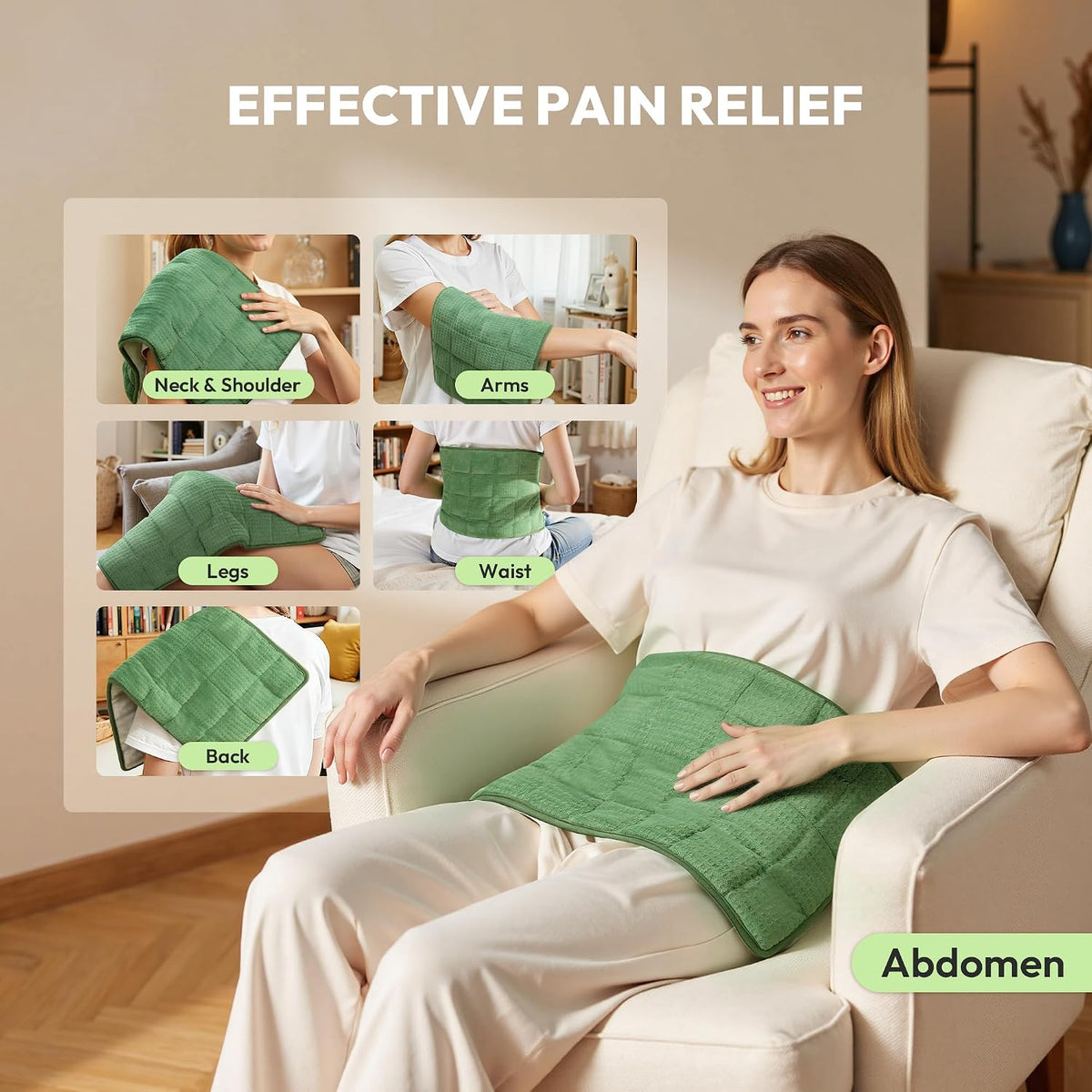 GOTCOZY Heating Pad 12"x24" for Back Pain Relief & Cramps(Rose)