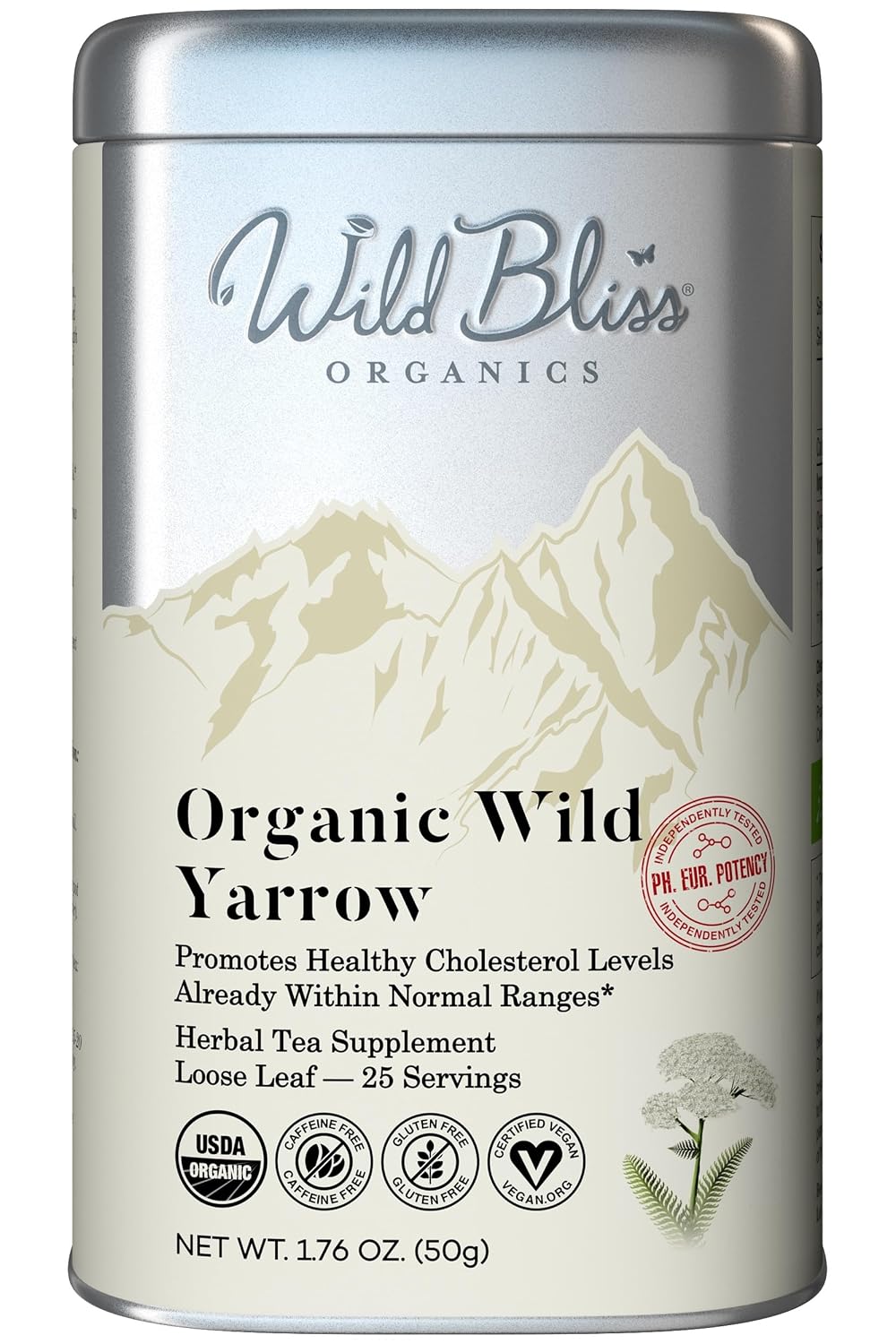 Wild Bliss Organic Yarrow Flower Tea, Loose Leaf, 25 Servings
