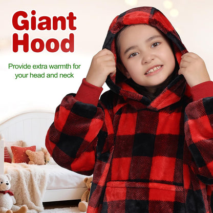 Waitu Wearable Blanket Sweatshirt Gifts for Women and Men, Warm and Cozy Giant Blanket Hoodie, Thick Flannel Blanket with Sleeves and Giant Pocket - Dark Gray